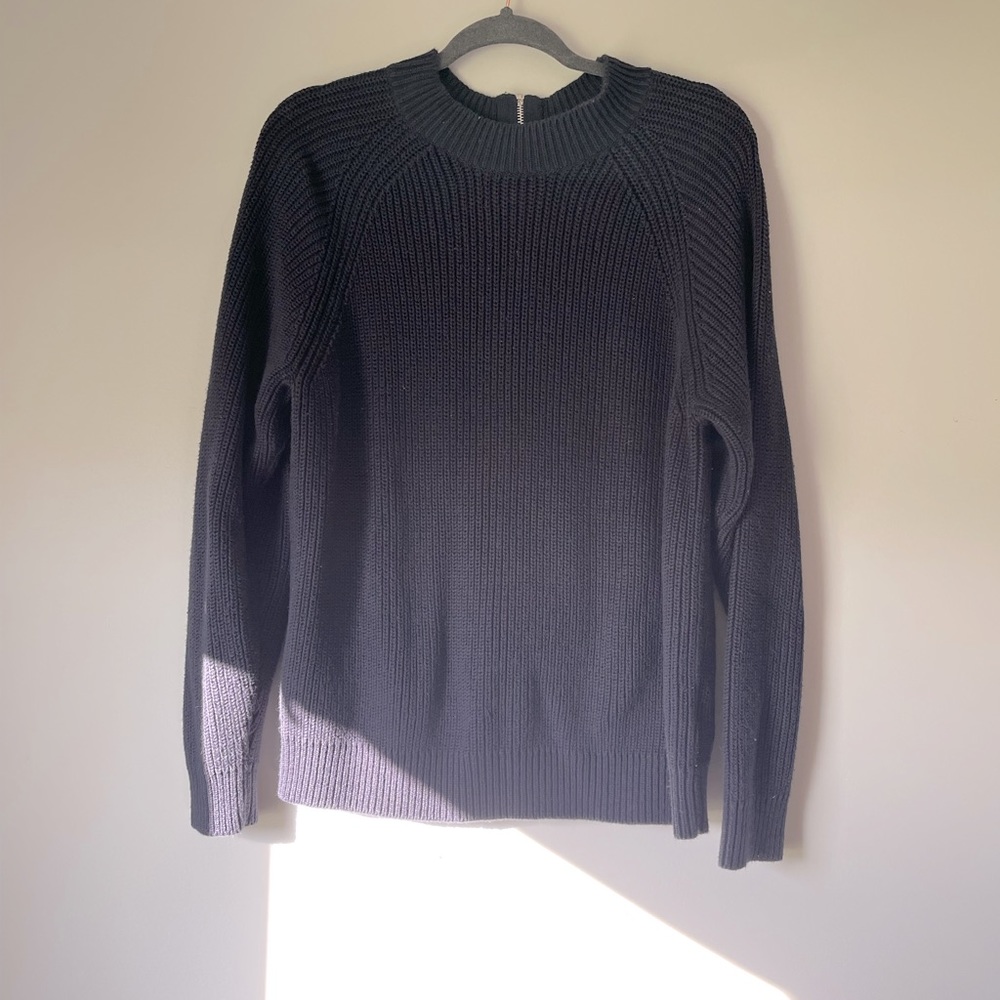 Navy Blue Thick Zippered Back Sweater